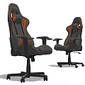 Modern Black And Orange Office Chairs With Ergonomic High Back Adjustable Armrests And Wheels