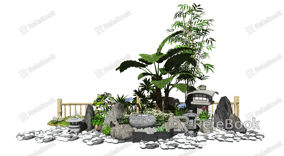 New Chinese style landscape sketch landscape sketch courtyard landscape model