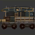 Vintage Train Model with Wooden Brown and Green Exterior Detailed Design on Wheels and Top