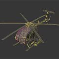 Detailed Gray Helicopter Model With Rotors Fuselage Landing Gear And Design