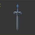 Ornate Historical Sword With Intricate Golden Hilt And Polished Silver Blade