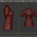 Maroon Short Sleeve Belted Jacket With Pockets Front And Back View 3d model