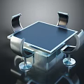 Modern Square Dining Table With Glass Top And Four Metal Chairs