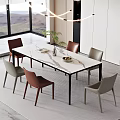 Modern dining table and chair combination 3d model