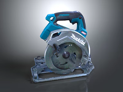 Makita Circular Saw Power Tool With Blue Design And Metal Base 3d model