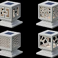 Solar Powered Square Outdoor Lights With Intricate Cutout Design And Sturdy Base