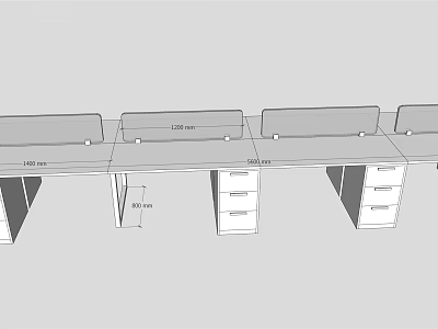 Functional Office Desk Setup With Multiple Workstations Partition Panels And Drawer Cabinets 3d model