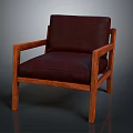 Stylish Wooden Frame Armchair With Deep Brown Upholstery And Modern Design