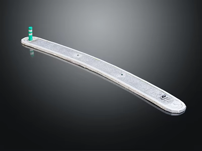 Ground Metal Strip Installation With Green Indicator And Reflective Surface Features 3d model
