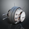 Futuristic Game Movie Police Robot Character With Tire And Metal Structure
