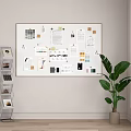 Whiteboard Writing Board Notes Wall Notes Post-it Notes Bookshelf Sketchpad 3d model