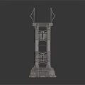 Industrial Metal Bridge Platform Structure with Railings Ladders and Concrete Support Bases