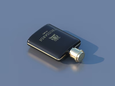 Black Jack Daniel's Flask With Gold Lettering Emblem And Gold Cap 3d model