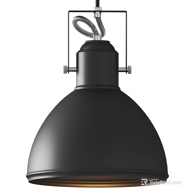 Black Modern Pendant Light With Metal Frame And Dome Shade For Interior Decoration 3d model 