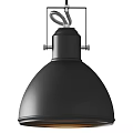 Black Modern Pendant Light With Metal Frame And Dome Shade For Interior Decoration