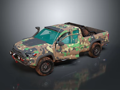 Camouflage Painted Utility Pickup Truck For Off Road 3d model