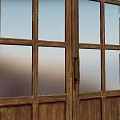 Vintage Wooden Double Doors With Glass Panes And Classic Frame Design