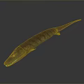Prehistoric Aquatic Reptile Model With Long Body Striped Skin And Sharp Teeth