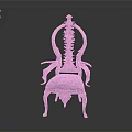Elegant Vintage Chair With Ornate Backrest Curved Armrests And Dark Leather Seat