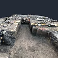 Archaeological Excavation Site With Ancient Stone Remains And Dirt Path