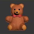 Cute Orange Stuffed Teddy Bear with Red Bow Tie as Daily Life Essential