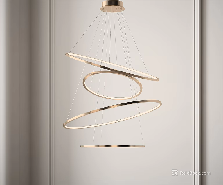 Modern Brass Circular Ring Multi Layer Metal Chandelier for Interior Decorative Lighting 3d model
