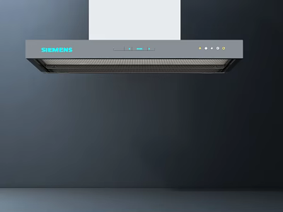 SUPOR Silver Kitchen Range Hood Installed In Modern Kitchen With Dark Background 3d model