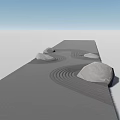 Traditional Japanese Zen Rock Garden With Raked Sand And Arranged Stones