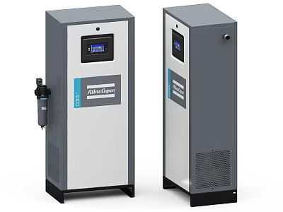 Atlas Copco Industrial Compressor Equipment With Vertical Design Digital Display And Control Panel 3d model