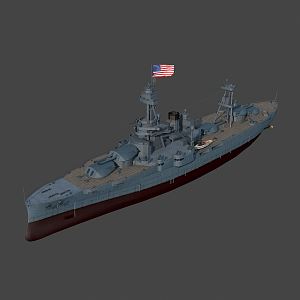 Modern battleship New York 3d model