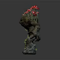 Mythical Earth Creature With Moss Covered Body Red Mushrooms On Head And Green Vines