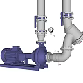 Industrial Pump Equipment With Purple Motor Silver Pipes Mechanical Flanges And Gauge