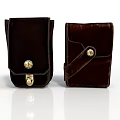Two Brown Velvet Daily Life Pouches With Golden Buttons And Practical Design