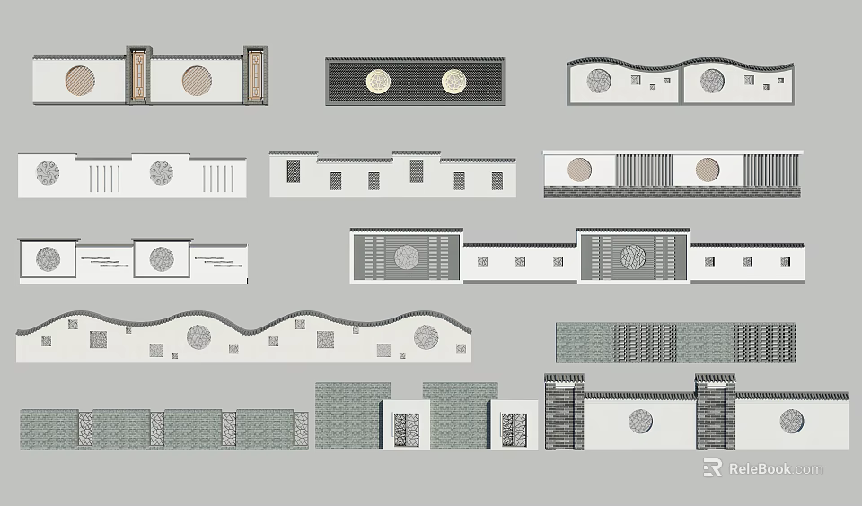 Modern Feature Wall Designs With Circular Patterns Textured Details And Geometric Shapes 3d model