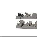 Modern Leisure Chairs With Wooden Armrests Metal Frames And White Cushions