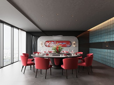 New Chinese Restaurant Room 3d model