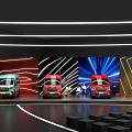 SAIC MAXUS Wide body Light Bus Stage Presentation With Colorful Backdrop And Vehicle