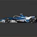 Blue White BMW Formula E Racing Car With Allianz Sponsor Logos And Sleek Design