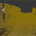 Ancient Street Ruins With Weathered Brick Walls And Stone Paved Pathway