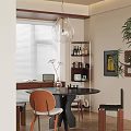 Middle style dining table and chair 3d model