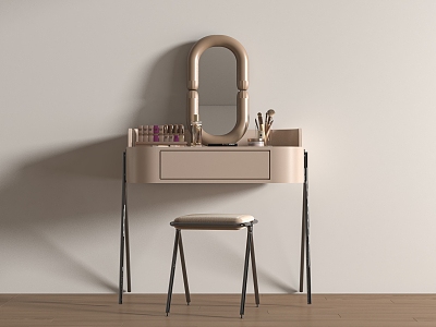 Modern Makeup Table Makeup Stool Combination 3d model