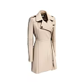 Classic Beige Trench Coat With Lapel Collar Belted Waist And Mid Length Design