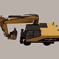 CASE NEW HOLLAND Yellow Wheeled Excavator Working On Construction Site With Rubble Around