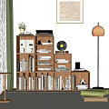 Quiet bookcase in ancient bookcase 3d model