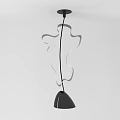 Modern Black Chandelier With Wave Design Hanging From Ceiling In Room