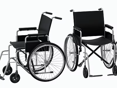 Durable Medical Wheelchairs With Black Seats Metal Frames And Large Rear Wheels 3d model