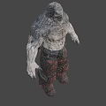 Muscular Game Movie Character With Textured Skin Menacing Face Claws Utility Belt And Patterned Pants