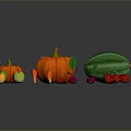 Fresh Various Crops Including Pumpkins Watermelon Apples Carrots Radishes And Tomatoes