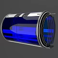 Two Transparent Drum Shaped Playground Equipment With Blue Stripes And Silver Frames