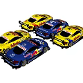 Yellow And Blue Racing Cars With Vodafone Sponsorship Streamlined Body And Sticker Details